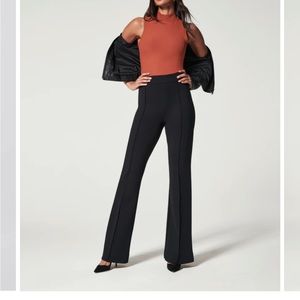 Black Spanx flare pants, regular length, large.